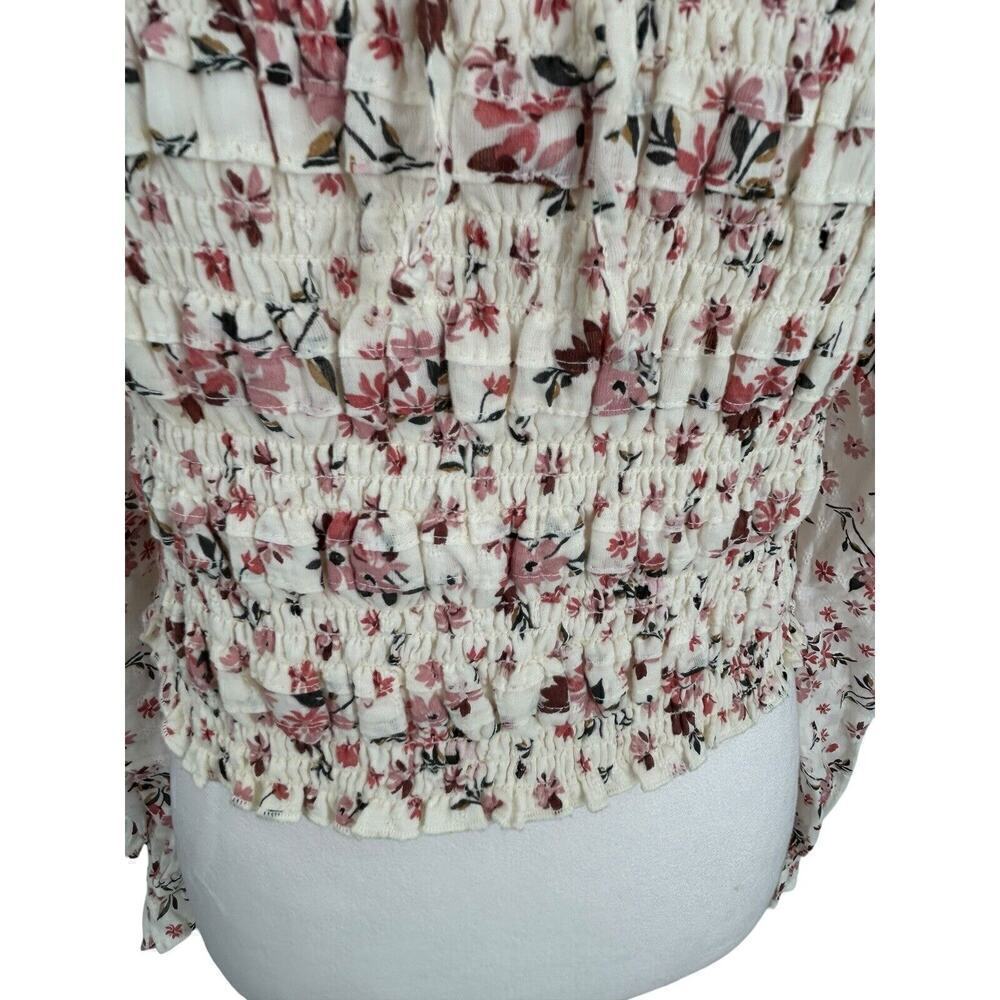 American Eagle Puff Square Neck Ruched Floral Crop Cottagecore Size Large - Picture 5 of 16